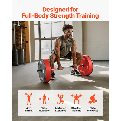 Μπάρα VEVOR 4FT, Ταιριάζει σε πλάκες βάρους 2 ιντσών, Χρωμιωμένη μπάρα με ραβδωτή λαβή για προπόνηση δύναμης, άρση βαρών, καθίσματα, άρση θανάτου, πιέσεις πάγκου, κάμψεις, πιέσεις overhead, χωρητικότητα 500 λίβρες