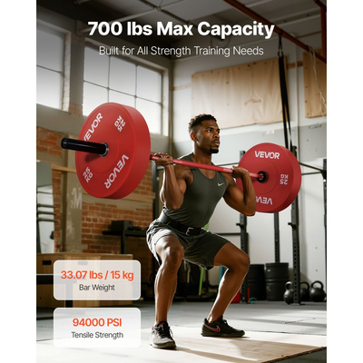 Μπάρα VEVOR 180cm, Κατάλληλη για πλάκες βάρους 2 ιντσών, Μπάρα με ραβδωτή λαβή για προπόνηση δύναμης, άρση βαρών, καθίσματα, άρση θανάτου, πιέσεις πάγκου, κάμψεις, πιέσεις εναέριας κυκλοφορίας, χωρητικότητα 700 λίβρες/317 κιλά