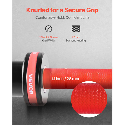 Μπάρα VEVOR 180cm, Κατάλληλη για πλάκες βάρους 2 ιντσών, Μπάρα με ραβδωτή λαβή για προπόνηση δύναμης, άρση βαρών, καθίσματα, άρση θανάτου, πιέσεις πάγκου, κάμψεις, πιέσεις εναέριας κυκλοφορίας, χωρητικότητα 700 λίβρες/317 κιλά