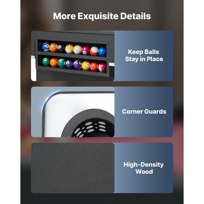 Τραπέζι μπιλιάρδου VEVOR, Φορητά τραπέζια μπιλιάρδου 183cm, Σταθερό τραπέζι παιχνιδιού με ρυθμιζόμενα πόδια, Σετ ψυχαγωγίας που περιλαμβάνει μπάλα, στέκα, βάση, κιμωλία και βούρτσα, μαύρο με κόκκινο ύφασμα, για οικογενειακή χρήση, αίθουσα αναψυχής