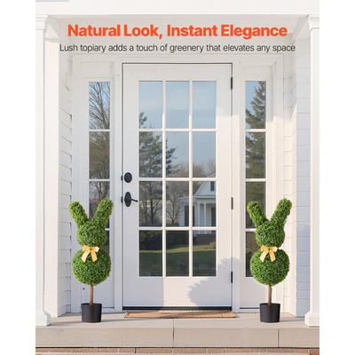 Τεχνητή μπάλα πυξάρι VEVOR σε σχήμα λαγουδάκι, 2 σετ μπάλες φυτών πυξάρι 914 χιλιοστών από ψεύτικο μετάξι, με αληθινή εμφάνιση, εύκολη συναρμολόγηση για διακόσμηση, μπροστινή βεράντα, εξωτερική βεράντα, κήπο, μπαλκόνι, πίσω αυλή, εσωτερική