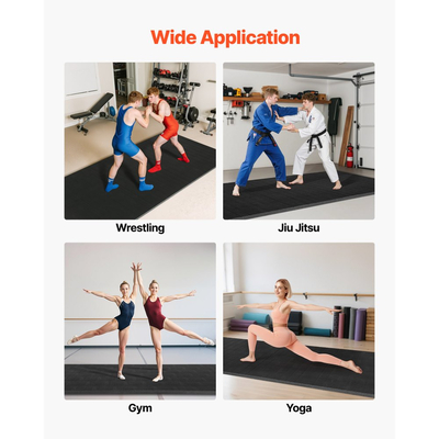 Χαλί πάλης VEVOR 3x1.5m, παχύ χαλί πολεμικών τεχνών για γυμναστική στο σπίτι, άσκηση, αδιάβροχα χαλάκια προπόνησης PVC Roll-Up για γυμναστική, τατάμι, jiu jitsu BJJ MMA τζούντο, πυγμαχία, μαύρο