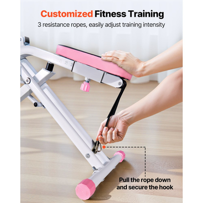 Μηχανή καθισμάτων VEVOR, Μηχανή κωπηλασίας για βαθιά καθίσματα για το σπίτι, Εύκολη εγκατάσταση & Πτυσσόμενος εξοπλισμός άσκησης, Μηχανή εκγύμνασης γλουτών με 3 ζώνες αντίστασης υψηλής αντοχής, Μηχανή γυμναστικής γλουτών & ποδιών για το σπίτι, Λευκό