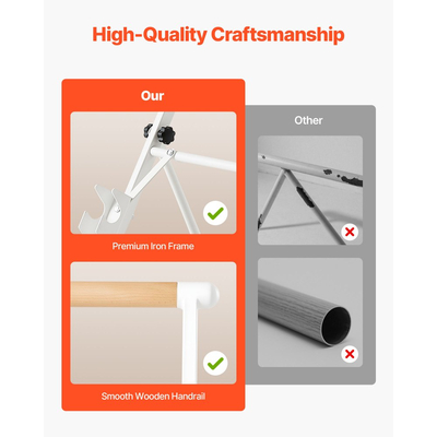 Μπάρα μπαλέτου VEVOR, Ανεξάρτητη φορητή μπάρα μπαλέτου, Εξοπλισμός άσκησης για κοιλιακούς, χέρια, δύναμη και καρδιοαναπνευστική άσκηση, Εύκολη αποθήκευση, πτυσσόμενες μπάρα χορού για διατάσεις, ρυθμιζόμενο ύψος 4 επιπέδων