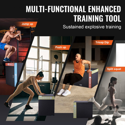 VEVOR 3 σε 1 Πλειομετρικό Jump Box, 30/24/20 ιντσών αφρώδες Plyo Box, Πλατφόρμα & Jumping Agility Box, Αντιολισθητικό Fitness Exercise Step Up Box για προπόνηση στο σπίτι, Προπόνηση ενδυνάμωσης, Μαύρο