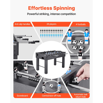 Τραπέζι ποδοσφαιράκι VEVOR, τραπέζι κανονικού μεγέθους 137 cm, τραπέζια ποδοσφαιράκι εσωτερικού χώρου πλήρους μεγέθους για το σπίτι, την οικογένεια και την αίθουσα παιχνιδιών, ανθεκτικό σετ ποδοσφαίρου, περιλαμβάνει 4 μπάλες, βάση στήριξης σκορ και 2 θήκες για ποτήρια