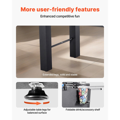 Τραπέζι ποδοσφαιράκι VEVOR, τραπέζι κανονικού μεγέθους 137 cm, τραπέζια ποδοσφαιράκι εσωτερικού χώρου πλήρους μεγέθους για το σπίτι, την οικογένεια και την αίθουσα παιχνιδιών, ανθεκτικό σετ ποδοσφαίρου, περιλαμβάνει 4 μπάλες, βάση στήριξης σκορ και 2 θήκες για ποτήρια