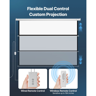 Οθόνη Προβολέα VEVOR με Μηχανοκίνητο Κινητό, Ηλεκτρική Οθόνη Προβολέα HD 1080 3048 mm 4:3, Επιτοίχιος Προβολέας με Τηλεχειριστήριο, Αυτόματη Οθόνη Ταινίας για Οικογενειακό Γραφείο, Κινηματογράφο