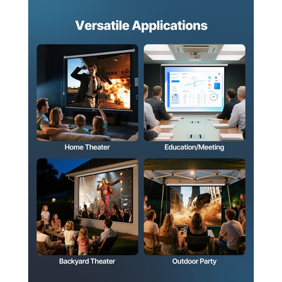 Οθόνη Προβολέα VEVOR με Μηχανοκίνητο Κινητό, Ηλεκτρική Οθόνη Προβολέα HD 1080 3048 mm 4:3, Επιτοίχιος Προβολέας με Τηλεχειριστήριο, Αυτόματη Οθόνη Ταινίας για Οικογενειακό Γραφείο, Κινηματογράφο