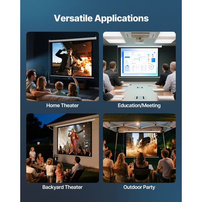 Οθόνη Προβολέα VEVOR με Μηχανοκίνητο Κινητό, Ηλεκτρική Οθόνη Προβολής 1829 mm 4:3 1080 HD, Επιτοίχιος Προβολέας με Τηλεχειριστήριο, Αυτόματη Οθόνη Ταινίας για Οικογενειακό Γραφείο, Κινηματογράφο