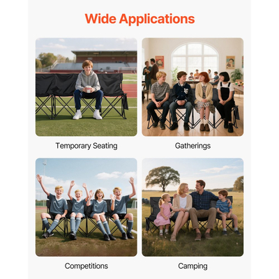 Φορητός Πτυσσόμενος Πάγκος VEVOR, Πτυσσόμενος Πάγκος Ποδοσφαίρου 4 Θέσεων με Πλαϊνές Τσέπες και Τσάντα Μεταφοράς, Ελαφρύ Πλαϊνό Καθιστικό με Πλάτη για Ποδόσφαιρο, Μπέιζμπολ, Κάμπινγκ, Υπαίθριες Εκδηλώσεις, Μαύρο