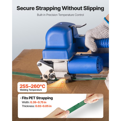 Ηλεκτρική μηχανή δεσίματος VEVOR, 2 μπαταρίες 4000mAh, Αυτόματο εργαλείο δεσίματος με ψηφιακή οθόνη για ιμάντες PET πλάτους 10-19 mm, Μηχανή τάνυσης ταινίας για συσκευασία κουτιών παλέτας