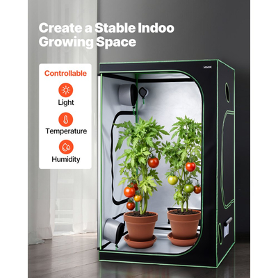 Σκηνή Εσωτερικής Καλλιέργειας VEVOR, 120 x 120 x 200 cm, 600D Υψηλής Ανακλαστικότητας Mylar, Σκηνή Εσωτερικών Φυτών με Παράθυρο Παρατήρησης, Δίσκο Δαπέδου & Φερμουάρ, Βαρέως Τύπου Σκηνές Καλλιέργειας για Φρούτα και Άνθη Λαχανικών