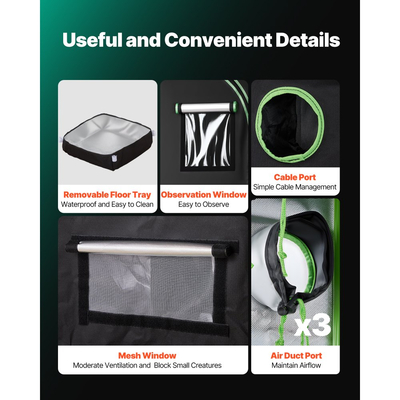 Σκηνή Εσωτερικής Καλλιέργειας VEVOR, 60 x 60 x 180 cm, 600D Υψηλής Ανακλαστικότητας Mylar, Σκηνή Εσωτερικών Φυτών με Παράθυρο Παρατήρησης, Δίσκο Δαπέδου & Φερμουάρ, Βαρέως Τύπου Σκηνές Καλλιέργειας για Φρούτα και Άνθη Λαχανικών