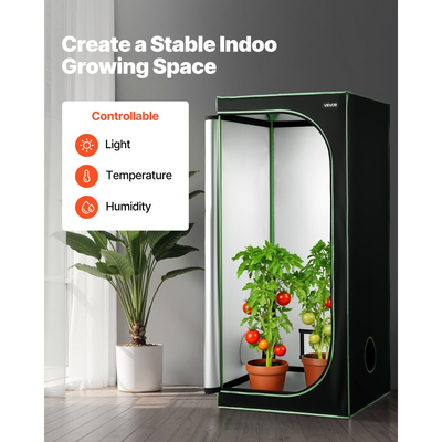 Σκηνή Εσωτερικής Καλλιέργειας VEVOR, 80 x 80 x 180 cm, 600D Υψηλής Ανακλαστικότητας Mylar, Σκηνή Εσωτερικών Φυτών με Παράθυρο Παρατήρησης, Δίσκο Δαπέδου & Φερμουάρ, Βαρέως Τύπου Σκηνές Καλλιέργειας για Φρούτα και Άνθη Λαχανικών