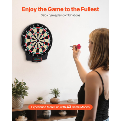 Ηλεκτρονική σανίδα βελών VEVOR, 391 χιλ. με 43 παιχνίδια & 320+ παραλλαγές για έως 8 παίκτες, 6 βελάκια με βελάκια & 50 μαλακές άκρες, έγχρωμη οθόνη LCD για πάρτι στο σπίτι