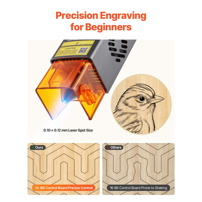 Χαρακτική μηχανή λέιζερ VEVOR, 10W, Μηχανή χάραξης και κοπής με περίβλημα, Μηχανή χάραξης λέιζερ κοπής, Περιοχή εργασίας 300 x 300 mm, 7000 mm/min, για ξύλο, δέρμα, γυαλί, ορισμένα μέταλλα, Κλάση 1