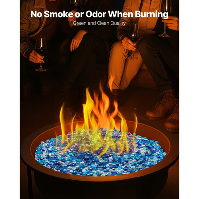 Πυρίμαχο γυαλί VEVOR, 10 λίβρες / 4,5 κιλά άκαπνες πέτρες και πέτρες τζακιού, ανακλαστικές χάντρες από γυαλί τζακιού 3/4 ίντσας / 19,05 mm, υψηλής στιλπνότητας πέτρινη διακόσμηση τοπίου για τραπέζι τζακιού, μπλε κοβαλτίου + μπλε καραϊβικής + διαφανές