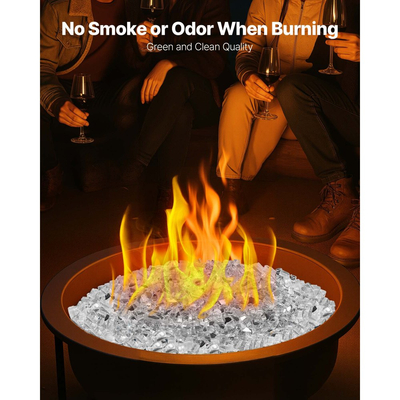 Πυροκρύσταλλο VEVOR, 10 LBS / 4,5 KG ανθεκτικά σε υψηλές θερμοκρασίες τζάκια, ανακλαστικό και άκαπνο γυάλινο πέτρωμα τζακιού 1/2 ίντσας / 12,7 mm, πέτρα υψηλής στιλπνότητας για τραπέζι τζακιού, διαφανές