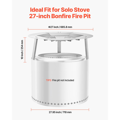 Εκτροπέας θερμότητας τζακιού VEVOR για σόμπα Yukon, στρογγυλή φωτιά 685,8 mm για τζάκι με ξύλα, διαχύτης θερμότητας από ανοξείδωτο ατσάλι 304, αποσπώμενο κάλυμμα καυστήρα, αξεσουάρ κατασκήνωσης