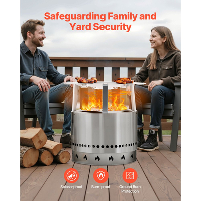 Εκτροπέας θερμότητας τζακιού VEVOR για σόμπα Yukon, στρογγυλή φωτιά 685,8 mm για τζάκι με ξύλα, διαχύτης θερμότητας από ανοξείδωτο ατσάλι 304, αποσπώμενο κάλυμμα καυστήρα, αξεσουάρ κατασκήνωσης