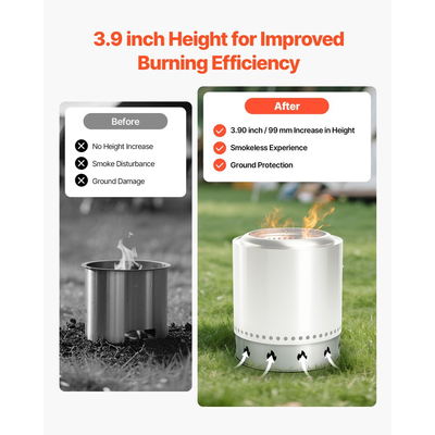 Βάση φωτιάς VEVOR για ατομική σόμπα, δαχτυλίδι φωτιάς 49,5 cm χωρίς καπνό, αξεσουάρ πλαισίου στήριξης τζακιού από ανοξείδωτο ατσάλι, φορητά εργαλεία στήριξης εξωτερικού χώρου για κάμπινγκ για τζάκι