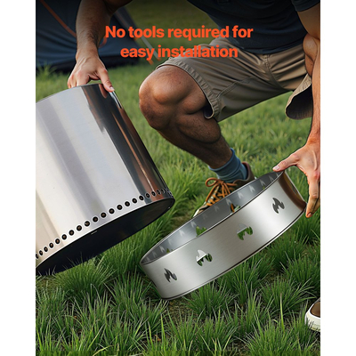 Βάση φωτιάς VEVOR για ατομική σόμπα, δαχτυλίδι φωτιάς 49,5 cm χωρίς καπνό, αξεσουάρ πλαισίου στήριξης τζακιού από ανοξείδωτο ατσάλι, φορητά εργαλεία στήριξης εξωτερικού χώρου για κάμπινγκ για τζάκι