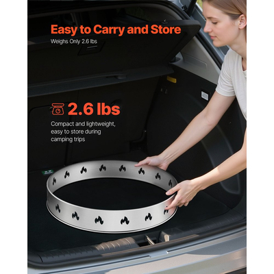 Βάση φωτιάς VEVOR για ατομική σόμπα, δαχτυλίδι φωτιάς άκαπνης 68,6 cm, αξεσουάρ πλαισίου στήριξης τζακιού από ανοξείδωτο ατσάλι, φορητά εργαλεία στήριξης εξωτερικού χώρου για κάμπινγκ για τζάκι