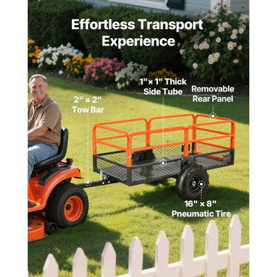 Τρέιλερ VEVOR Garden Utility, 22 κυβικά πόδια και 725 κιλά, Τρέιλερ ATV UTV, Ρυμουλκούμενα με ανατρεπόμενο χάλυβα, Αφαιρούμενο πίσω πάνελ, Ρυμουλκούμενα βαρέως τύπου με τράβηγμα πίσω από την αυλή για χλοοκοπτικό, τρακτέρ, απορρίμματα κήπου