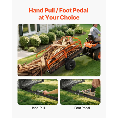 Τρέιλερ VEVOR Garden Utility, 22 κυβικά πόδια και 725 κιλά, Τρέιλερ ATV UTV, Ρυμουλκούμενα με ανατρεπόμενο χάλυβα, Αφαιρούμενο πίσω πάνελ, Ρυμουλκούμενα βαρέως τύπου με τράβηγμα πίσω από την αυλή για χλοοκοπτικό, τρακτέρ, απορρίμματα κήπου