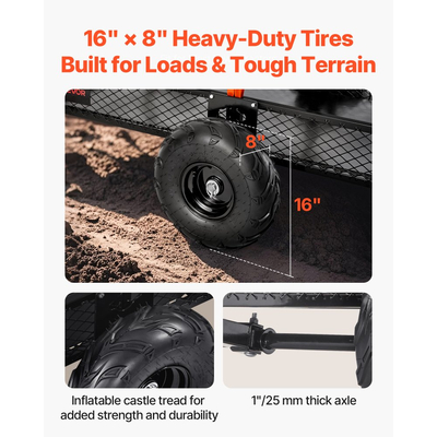 Τρέιλερ VEVOR Garden Utility, 22 κυβικά πόδια και 725 κιλά, Τρέιλερ ATV UTV, Ρυμουλκούμενα με ανατρεπόμενο χάλυβα, Αφαιρούμενο πίσω πάνελ, Ρυμουλκούμενα βαρέως τύπου με τράβηγμα πίσω από την αυλή για χλοοκοπτικό, τρακτέρ, απορρίμματα κήπου