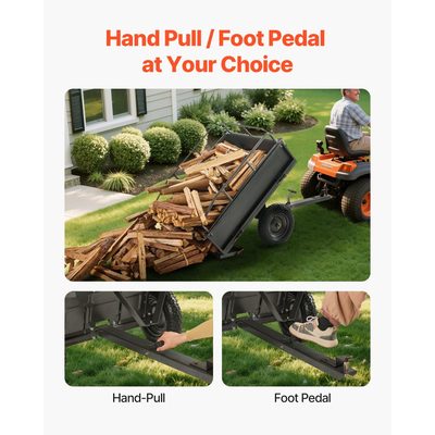 Τρέιλερ VEVOR Garden Utility, 10 κυβικά πόδια και χωρητικότητα 227 κιλών, Τρέιλερ μεταφοράς ATV UTV, Χαλύβδινο καρότσι ρυμούλκησης με ελαστικά 14", Χειροκίνητο τράβηγμα ή ποδοκίνητο ποδοκίνητο, Ρυμουλκούμενα βαρέως τύπου για χλοοκοπτικό τρακτέρ