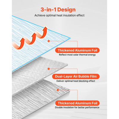 Φύλλο διπλής ανακλαστικής μόνωσης VEVOR, 16 τεμάχια φράγμα ακτινοβολίας από αλουμινόχαρτο διπλής όψης, 6mm 1,22 mx 0,61 m, Ασπίδα ανακλαστικής θερμότητας διπλής στρώσης με φυσαλίδες αέρα, Ρολά θερμομόνωσης