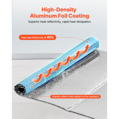 Φύλλο διπλής ανακλαστικής μόνωσης VEVOR, 16 τεμάχια φράγμα ακτινοβολίας από αλουμινόχαρτο διπλής όψης, 6mm 1,22 mx 0,61 m, Ασπίδα ανακλαστικής θερμότητας διπλής στρώσης με φυσαλίδες αέρα, Ρολά θερμομόνωσης
