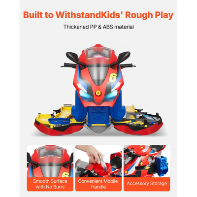 Παιχνίδι Μηχανής Μοτοσικλέτας VEVOR, 25 Τεμάχια, Παιχνίδι Μηχανικού Μοτοσικλέτας με Αφαιρούμενα Μέρη, Φώτα & Ήχους, Προσομοίωση Οδήγησης & Αγώνων Πίστας, Σετ Εργαστηρίου Μηχανικού για Παιδιά 3 Ετών και Άνω, Κόκκινο