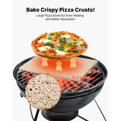 Πέτρα πίτσας VEVOR, ορθογώνια πέτρα πίτσας από κορδιερίτη 38 x 30 cm, πολύ μεγάλη πέτρα ψησίματος με ξύστρα, πάχους 15 mm ανθεκτικό στη θερμότητα κορδιερίτη, για φούρνο κουζίνας, ψήσιμο ψωμιού και πίτσας, ψήσιμο στη σχάρα BBQ