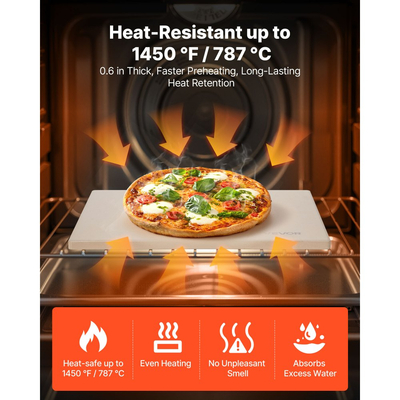 Πέτρα πίτσας VEVOR, ορθογώνια πέτρα πίτσας από κορδιερίτη 38 x 30 cm, πολύ μεγάλη πέτρα ψησίματος με ξύστρα, πάχους 15 mm ανθεκτικό στη θερμότητα κορδιερίτη, για φούρνο κουζίνας, ψήσιμο ψωμιού και πίτσας, ψήσιμο στη σχάρα BBQ
