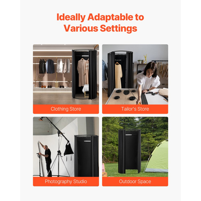 Δοκιμαστήριο VEVOR, Φορητό Γκαρνταρόμπα με Χοντρές Κουρτίνες από Πολυεστέρα, Χώρος Απορρήτου με Κουρτίνα Σκίασης και Γάντζο, για Μπουτίκ, Εμπορικό Κέντρο, Ραφείο & Υπαίθριες Δραστηριότητες 100 x 95 x 200 cm (Μαύρο)