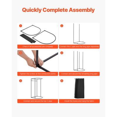 Δοκιμαστήριο VEVOR, Φορητό Γκαρνταρόμπα με Χοντρές Κουρτίνες από Πολυεστέρα, Χώρος Απορρήτου με Κουρτίνα Σκίασης και Γάντζο, για Μπουτίκ, Εμπορικό Κέντρο, Ραφείο & Υπαίθριες Δραστηριότητες 100 x 95 x 200 cm (Μαύρο)