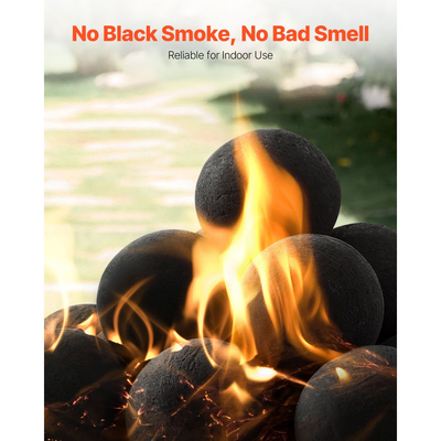 Κεραμικές μπάλες φωτιάς VEVOR, 76 mm 15 τεμάχια στρογγυλές πέτρες φωτιάς, επαναχρησιμοποιήσιμες πέτρες λάβας για εσωτερική και εξωτερική χρήση, διακοσμητικές πέτρες φωτιάς για τζάκι προπανίου/αερίου, σόμπα, αυλή, κάμπινγκ, μαύρες