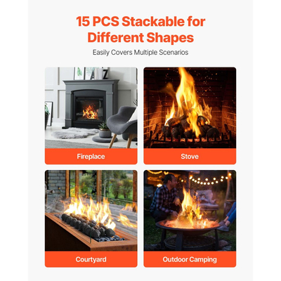 Πέτρες λάβας VEVOR, 30,48-50,8 mm 25 τεμάχια πέτρες λάβας για φωτιά, επαναχρησιμοποιούμενες πέτρες φωτιάς για εσωτερική και εξωτερική χρήση, διακοσμητική πέτρα φωτιάς για τζάκι προπανίου/αερίου, σόμπα, αυλή, κάμπινγκ