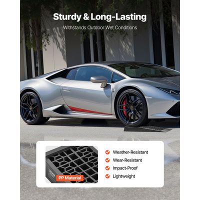 Ράμπες αυτοκινήτων VEVOR, 4 τεμάχια με μικτό βάρος 9072 kg, ύψος ανύψωσης 65 mm, φορητές ράμπες χαμηλού προφίλ για συντήρηση γκαράζ σπιτιού και αλλαγή λαδιών, βαρέως τύπου για οχήματα χαμηλού σασί και γρύλο στήριξης