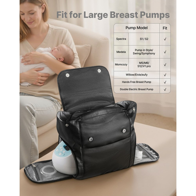 Σακίδιο πλάτης θηλάστρου VEVOR, τσάντα θηλασμού με παγοκύστη, κατάλληλο για S1/S2, αξεσουάρ άντλησης και αποθήκευση μητρικού γάλακτος, φορητή θήκη μεταφοράς θηλάστρου για εργασία, ταξίδια και οικογενειακή χρήση, μαύρο