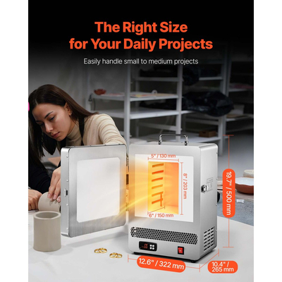 Ηλεκτρικός φούρνος τήξης VEVOR, Ψηφιακός φούρνος τήξης 1650W, ηλεκτρικός κλίβανος με μέγιστη θερμοκρασία 2192℉/1200℃ για χύτευση με χαμένο κερί, DIY πηλό, ανόπτηση μετάλλου, όπτηση κεραμικών, έλεγχος θερμοκρασίας PID