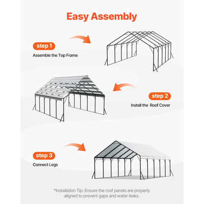 Μεταλλικό στέγαστρο βαρέως τύπου VEVOR, εξωτερικό στέγαστρο 5,8 x 7,45 x 3,77 m με στιβαρό πλαίσιο και στέγη, σκίαστρο γκαράζ αυτοκινήτου με αφαιρούμενα πλευρικά τοιχώματα, στέγαστρο αυτοκινήτου πολλαπλών χρήσεων για φορτηγά, σκάφη, φορτηγά και τρακτέρ