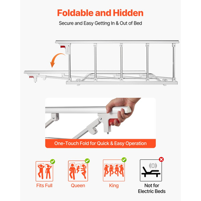 Πτυσσόμενο κάγκελο κρεβατιού VEVOR για ηλικιωμένους, 122 cm βοηθητικό κάγκελο κομοδίνου με ιμάντα στερέωσης, ρυθμιζόμενο ύψος μπαστούνι κομοδίνου, μεταλλική μπάρα κρεβατιού υψηλής αντοχής για ηλικιωμένους, χειρολαβή για κρεβάτια King, Queen, Full, Twin