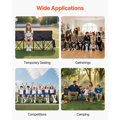 Φορητός Πτυσσόμενος Πάγκος VEVOR, Πάγκος Ποδοσφαίρου 6 Θέσεων με Πολλαπλές Θήκες Αποθήκευσης & Τσάντα Μεταφοράς, Ελαφρύ Πλαϊνό Καθιστικό με Πλάτη για Ποδόσφαιρο, Μπέιζμπολ, Κάμπινγκ, Υπαίθριες Εκδηλώσεις, Μαύρο