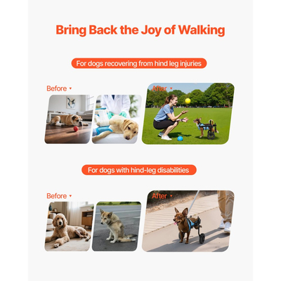 Αναπηρικό αμαξίδιο σκύλου VEVOR για πίσω πόδια, ρυθμιζόμενο 2 τροχούς, ελαφρύ καρότσι σκύλου με τροχούς απορρόφησης κραδασμών, αναπηρικό αμαξίδιο υποστήριξης κινητικότητας για τραυματισμένους σκύλους με αναπηρία έως 10 κιλά, πολύ μικρό