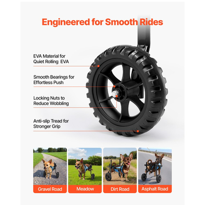 Αναπηρικό αμαξίδιο σκύλου VEVOR για πίσω πόδια, ρυθμιζόμενο 2 τροχούς, ελαφρύ καρότσι σκύλου με τροχούς απορρόφησης κραδασμών, αναπηρικό αμαξίδιο υποστήριξης κινητικότητας για τραυματισμένους σκύλους με αναπηρία έως 10 κιλά, πολύ μικρό