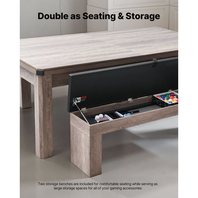 Σετ Τραπεζιών Μπιλιάρδου VEVOR 214cm, Τραπέζια Μπιλιάρδου 3 σε 1 για Πολλαπλά Παιχνίδια με Επιφάνεια Τραπεζαρίας και Πινγκ Πονγκ, 2 Πάγκοι για Αποθήκευση και Αξεσουάρ, Περιλαμβάνει Βάση για Στέκες, Βούρτσα Κιμωλίας, για Οικογενειακό Δωμάτιο Αναψυχής